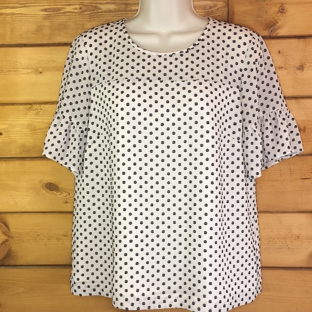 J Crew Factory | Flocked Polka Dot Top S